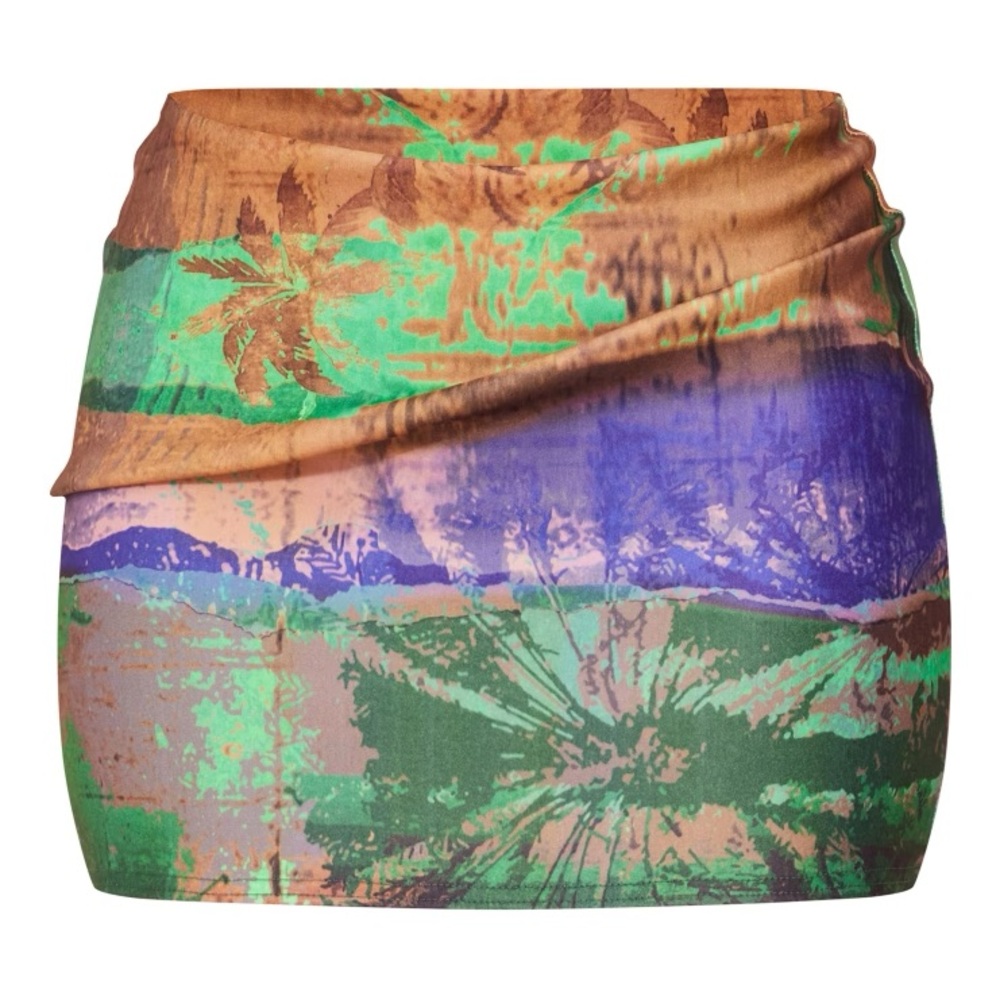 Pretty Little Thing MULTI ABSTRACT PRINTED LOW RISE MICRO MINI SKIRT - Picture 6 of 6